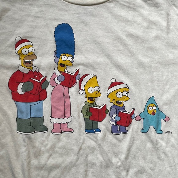 The Simpsons Christmas‎ Caroling T-Shirt Adult Size XL Graphic Cartoon - Picture 2 of 4